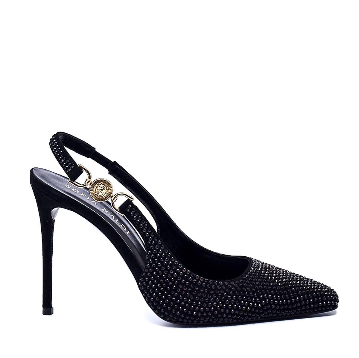 Vola Siyah Süet Taşlı Kadın Stiletto & Abiye