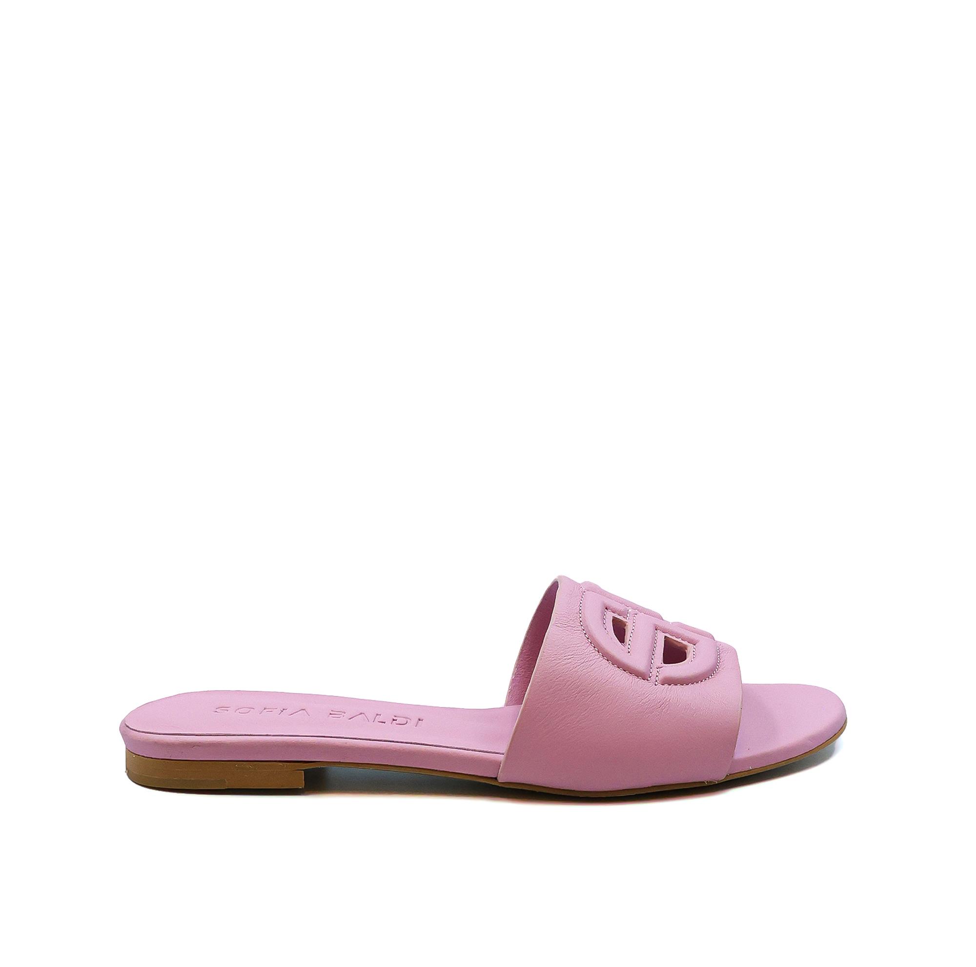 Zyra Pembe Deri  Kadın Düz Terlik