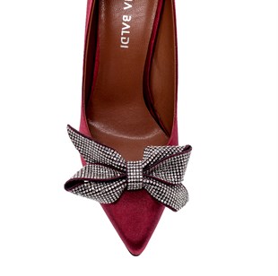 Jıll Bordo Saten  Kadın Stiletto & Abiye