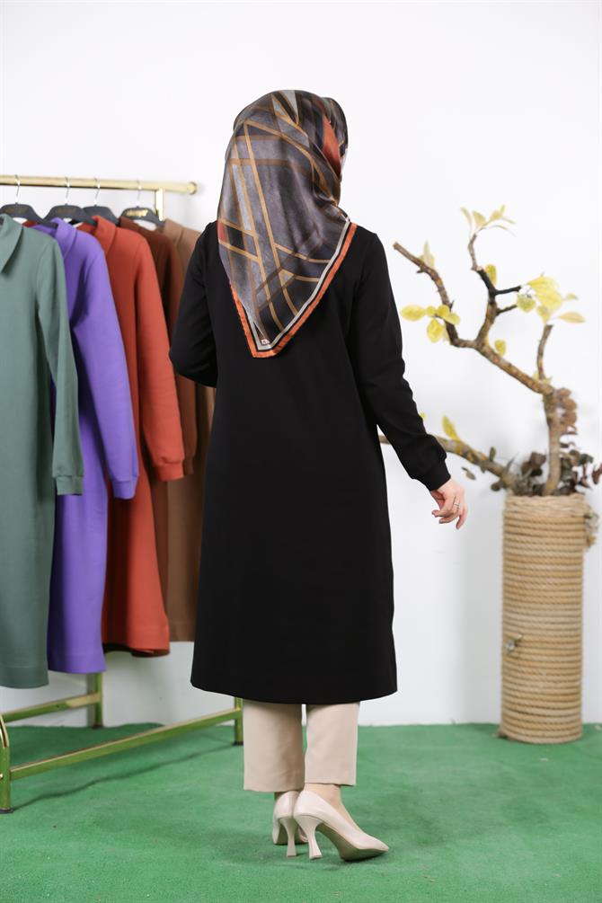 Gümüş fermuarlı tunik