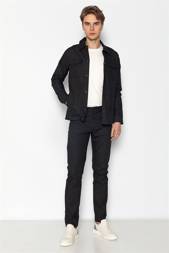 CEKMON CEKMON Erkek Regular Fit Denim Dokuma Sade Ve Rahat Kot Gömlek Ceket 