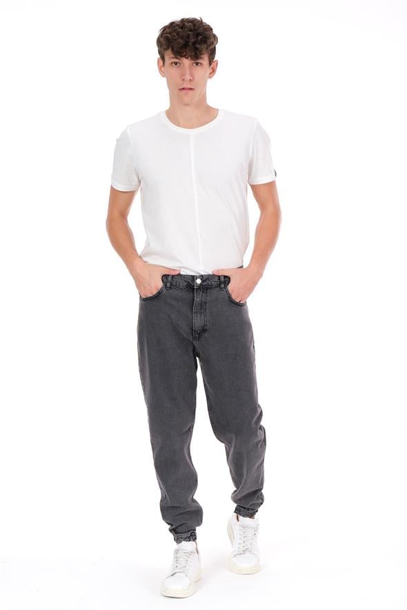 CEKMON Erkek Mom Jean Likralı Paçası Lastikli Kot Pantolon 