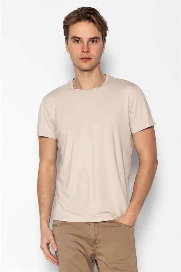 CEKMON Erkek Rahat Ve Düz Bisiklte Yaka T-Shirts 