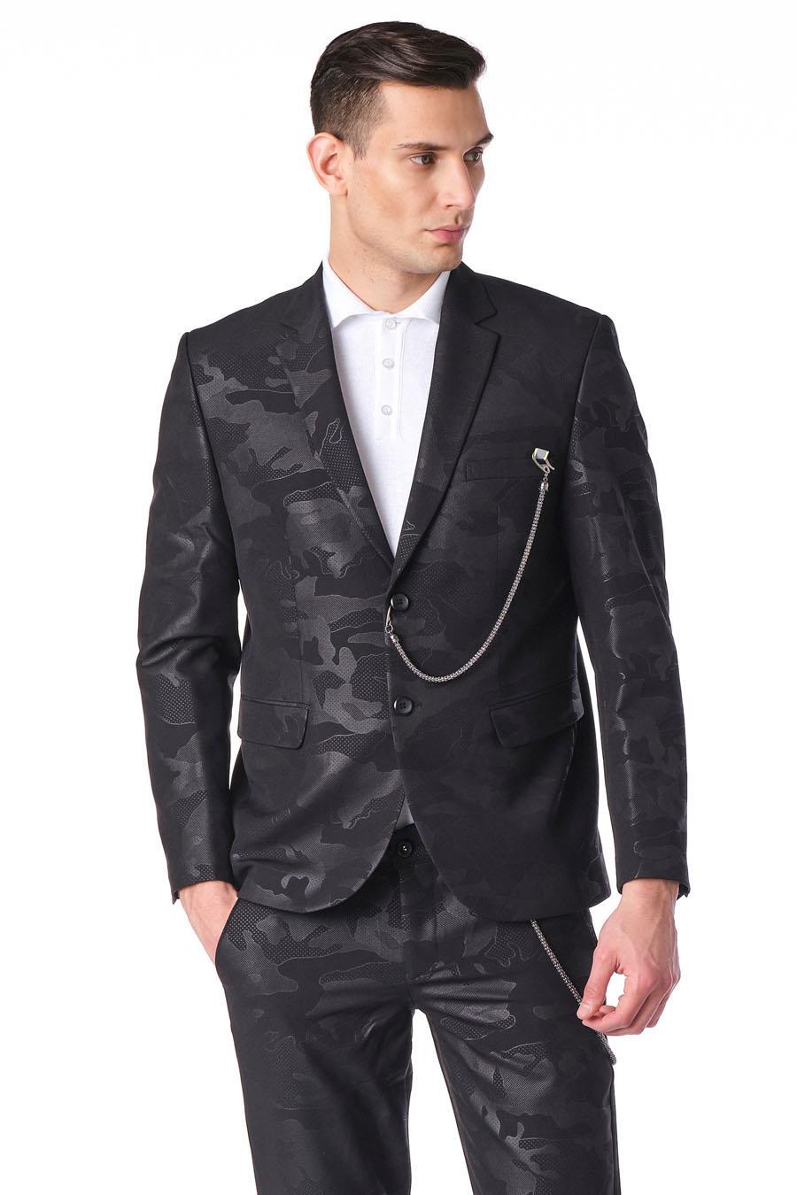 CEKMON Erkek Regular Fit Zincir Detayl Blazer Rahat Klasik Ceket