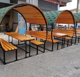 Bahçe Masası Ahşap Kamelya/Çardak Piknik Masası (8 Kişilik)