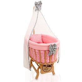 PEMBE YILDIZ UYKU SETLİ DOĞAL AHŞAP SEPET BEŞİK 