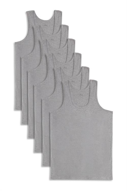 6 Adet Compact Penye Gri Erkek Atlet Pamuklu Standart Fit Normal Kesim 6lı Paket
