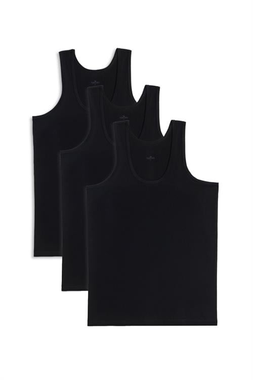 3 Adet Compact Penye Siyah Erkek Atlet %100 Pamuk Standart Fit Normal Kesim 3lü Paket