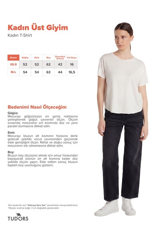 Kadın Relax Fit Modal Kumaş Basic Bisiklet Yaka Ekru Tişört