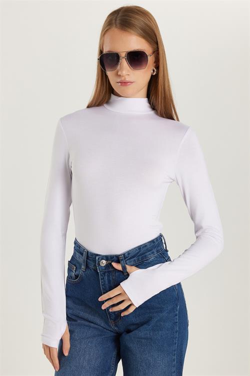Kadın Regular Fit Klasik Kesim Viskon Kumaş Balıkçı Yaka Beyaz Bluz 