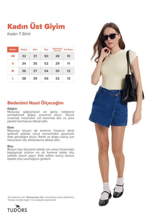Kadın Slim Fit Dar Kesim Bisiklet Yaka Viskon Kumaş Ultra Soft Sarı Tişört
