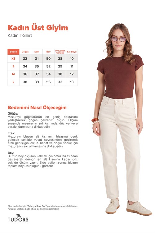 Kadın Slim Fit Dar Kesim Bisiklet Yaka Viskon Kumaş Ultra Soft Kahverengi Tişört