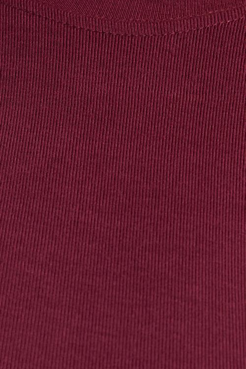 Kadın Regular Fit Klasik Kesim Bisiklet Yaka Viskon Kumaş Ultra Soft Bordo Tişört