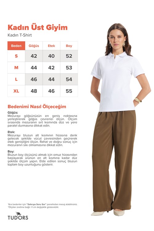 Kadın Slim Fit Dar Kesim %100 Pamuk Polo Yaka Beyaz Pike Tişört 