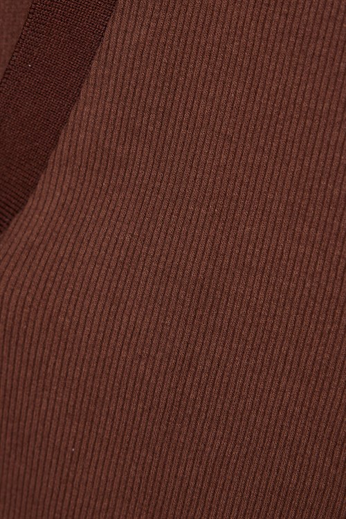 Kadın Slim Fit Dar Kesim Pamuklu Kısa Kollu Kahverengi Polo Yaka Tişört