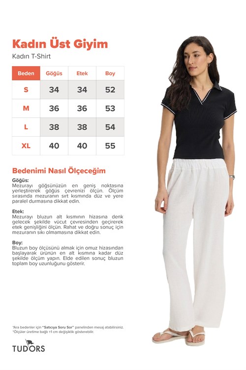 Kadın Slim Fit Dar Kesim Pamuklu Polo Yaka Kısa Kollu Siyah Tişört
