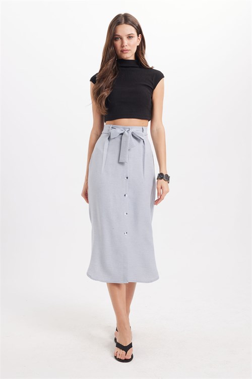 Kadın Slim Fit Dar Kesim Pamuklu Dik Yaka Sıfır Kol Siyah  Crop Bluz