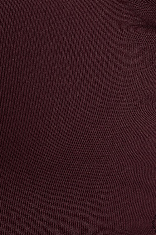 Kadın Slim Fit Dar Kesim Pamuklu Kayık Yaka Kısa Kollu Likralı Bordo Bluz