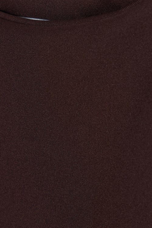 Kadın Slim Fit Dar Kesim Askılı Kare Yaka Sırtı Açık Sandy Kumaş Çıtçıtlı Kahverengi Body
