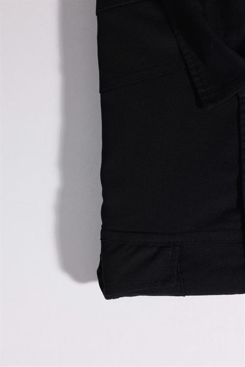 Büyük Beden Uzun Kollu Yıkamalı Çift Cepli Armürlü Denim Kot Siyah Erkek Gömlek