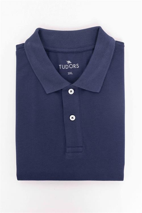 Erkek Big Size Büyük Beden %100 Pamuk Düz Pike Lacivert Polo Yaka Tişört