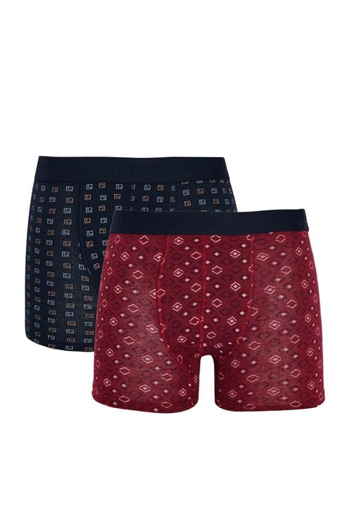 Erkek 2li Pamuklu Likralı Esnek Kumaş Boxer
