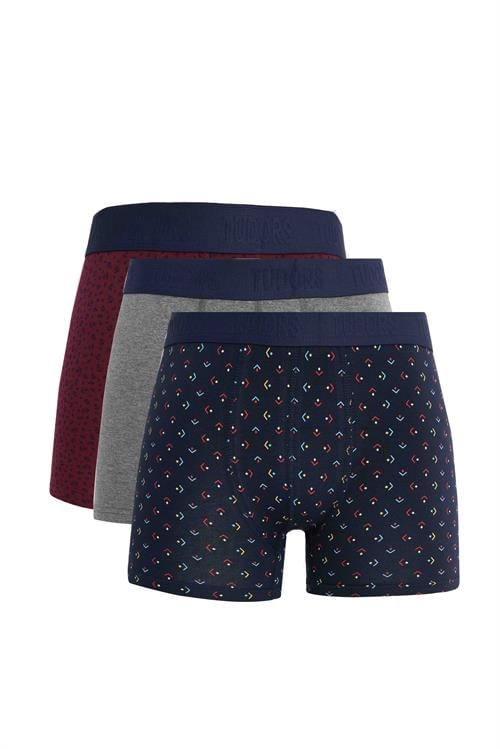 Erkek 3lü Pamuk Likralı Esnek Kumaş Boxer