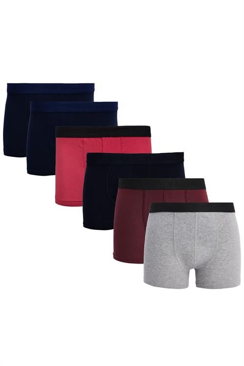 Erkek 6lı Pamuklu Likralı Esnek Kumaş Boxer