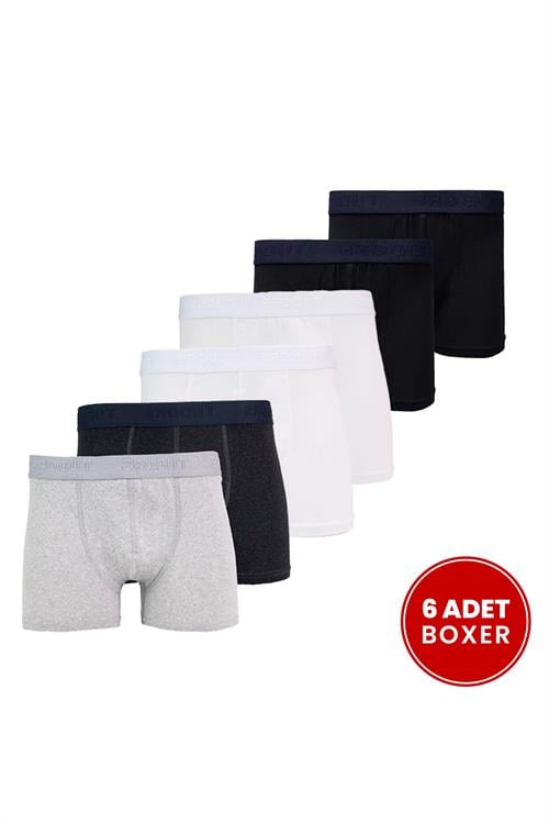 Erkek 6lı Pamuklu Likralı Esnek Kumaş Boxer