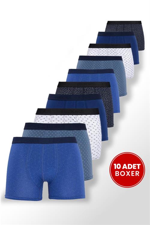 Erkek 10lu Likralı Pamuklu Esnek Kumaş Premium Seri Boxer