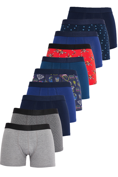 Erkek 10lu Likralı Pamuklu Esnek Kumaş Premium Seri Boxer