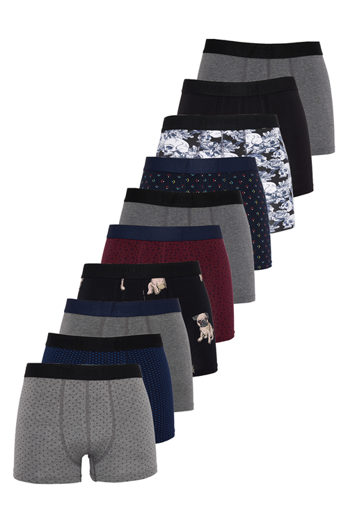 Erkek 10lu Likralı Pamuklu Esnek Kumaş Premium Seri Boxer