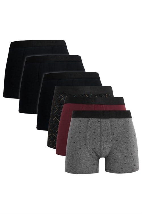 Erkek 6lı Pamuklu Likralı Esnek Kumaş Premium Seri Boxer