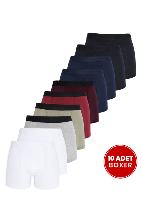 Erkek 10lu Likralı Pamuklu Esnek Kumaş Premium Seri Boxer