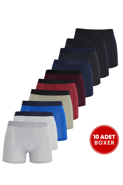 Erkek 10lu Likralı Pamuklu Esnek Kumaş Premium Seri Boxer