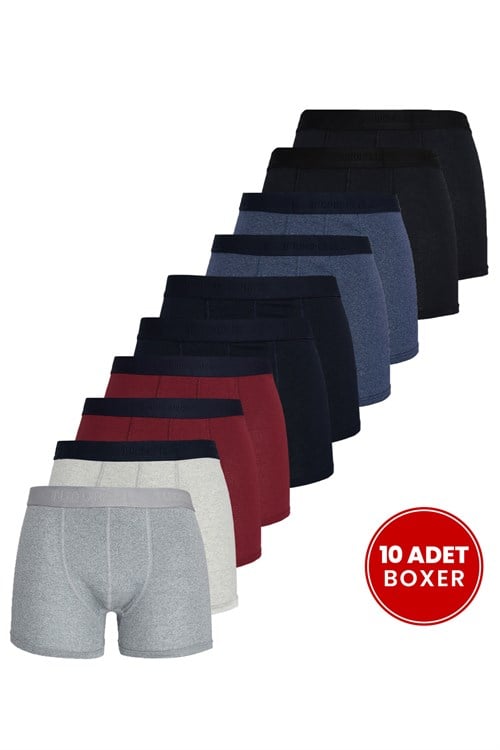 Erkek 10lu Likralı Pamuklu Esnek Kumaş Premium Seri Boxer