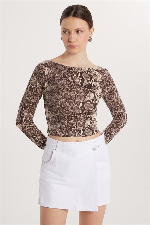 Kadın Slim Fit Viskon Balerin Yaka Bluz