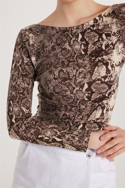 Kadın Slim Fit Viskon Balerin Yaka Bluz