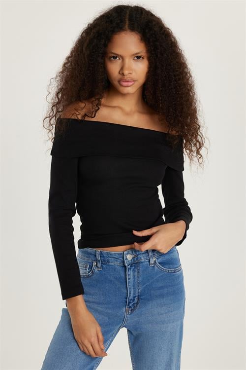 Kadın Slim Fit Modal Kumaş Düz Pamuklu Straplez Siyah Bluz