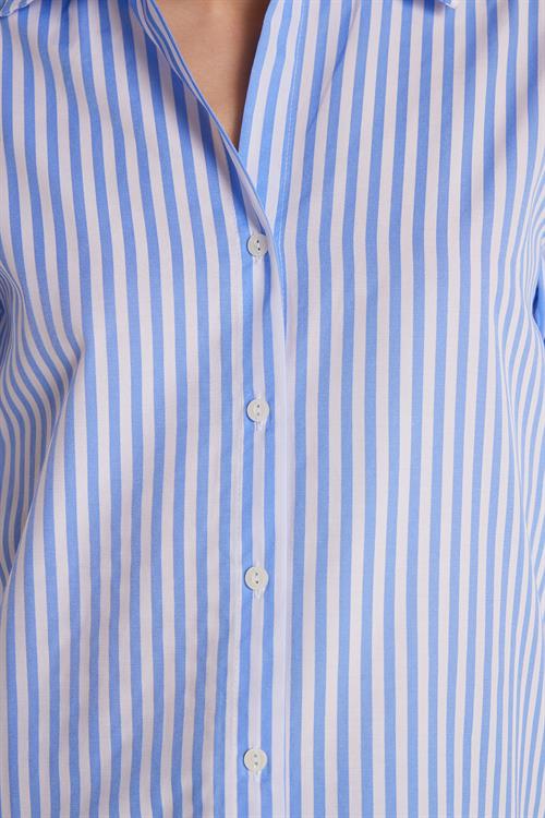 Kadın Slim Fit Dar Kesim Uzun Kollu Çizgili Gömlek