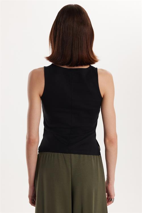 Kadın Modal Kumaş Slim Fit Dar Kesim Bisiklet Yaka Düz Basic Siyah Bluz