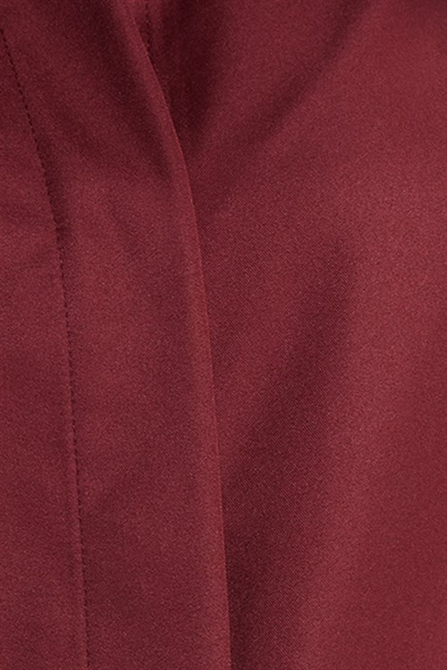 Kadın Slim Fit Dar Kesim Vucüda Oturan Uzun Kollu Gizli Düğme Detaylı Bordo Basic Gömlek