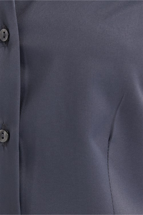 Kadın Slim Fit Dar Kesim Pensli Vucüda Oturan Klasik Yaka Uzun Kollu Likralı Antrasit Gömlek