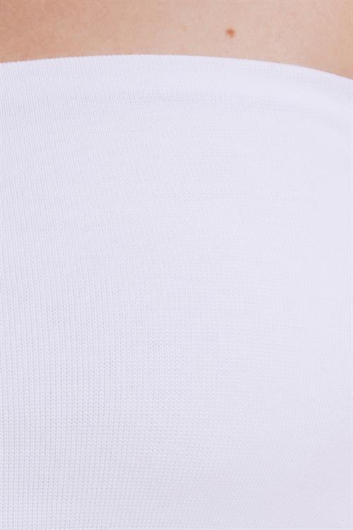 Kadın Slim Fit Dar Kesim Pamuklu Straplez Beyaz Bluz