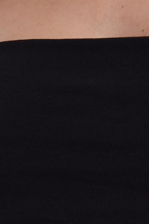 Kadın Slim Fit Dar Kesim Pamuklu Straplez Siyah Bluz