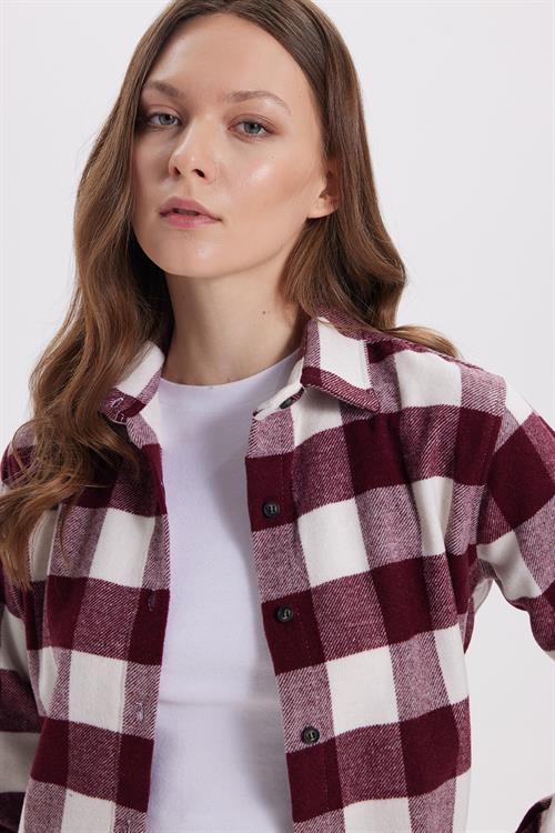Kadın Oversize Geniş Kesim Oduncu Ekose Gömlek