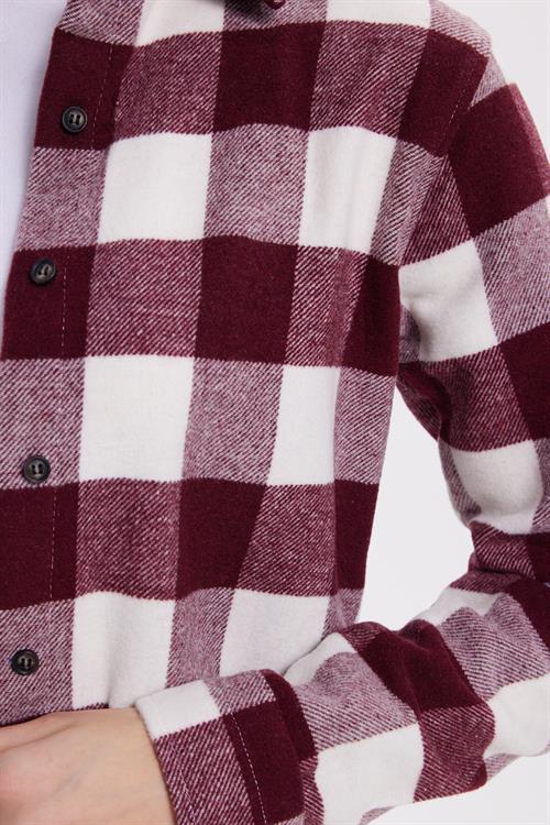 Kadın Oversize Geniş Kesim Oduncu Ekose Gömlek