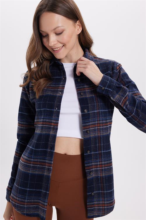 Kadın Oversize Geniş Kalıp Oduncu Ekose Gömlek