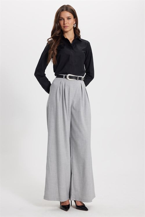 Kadın Slim Fit Dar Kesim %100 Pamuk Spor Yaka Gizli Pat Uzun Kollu Düz Oxford Leke Tutmaz Siyah Gömlek