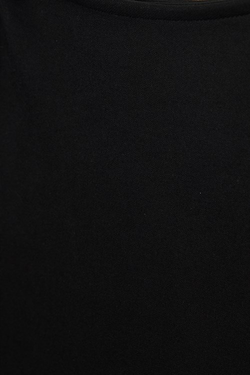 Kadın Slim Fit Dar Kesim Kısa Kollu Kayık Yaka Siyah Bluz